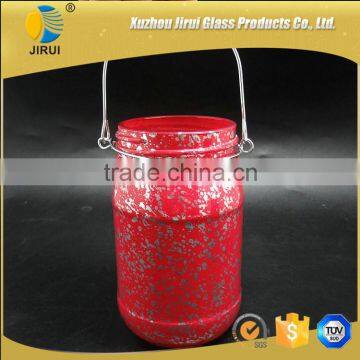 430ml Attractive Painting Glass Mason Jar with Iron Wire