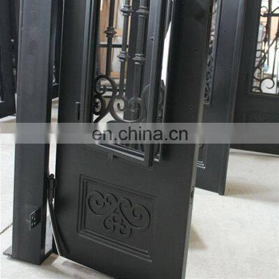 Residential Used Main Entrance Double Swing Insulated Glass Corrosion Resistant Strong Structure Metal Frame Wrought Iron Doors photo-5