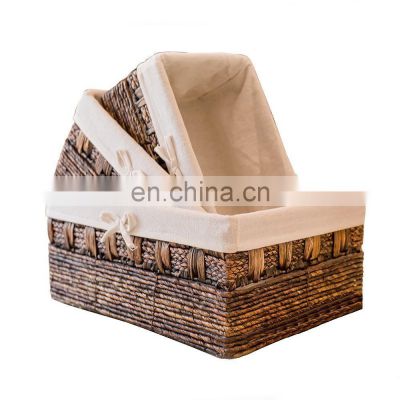 Handmade Woven Maize and Hyacinth Storage Basket, (Set of 3)