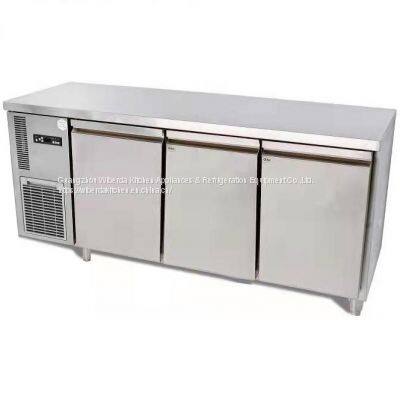 1800mm Stainless Steel Refrigeration Equipment Three Door Fresh-Keeping Refrigerator Cold Freezer Under Counter Chiller