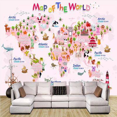 Custom 3D Modern Fresh Cartoon Sports World Map Background Mural Wallpaper for Kids Room Custom Children School Decor Wall Paper Drop Ship photo-4
