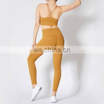 Private Label Leggings & Sports Gym Bra Yoga Sets Fitness Women Gym Wear Workout Leggings & Bra Yoga Suit Set photo-3