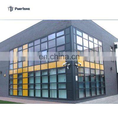 Frameless Mirror Curved Double Glass Curtain Wall Facade Building With Operable Awning Window photo-2