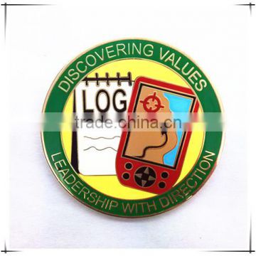 Discovering values Geocaching & Scouting wholesale challenge coin gold coin custom challenge coin