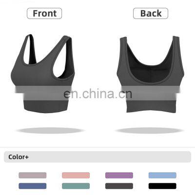 Gym High Impact Women Recycled Sports Bras Custom Logo Yoga Deep U Back Fitness Tank Tops