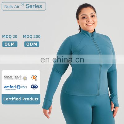 Factory Supply Thumb Holes Yoga Jacket Women Plus Size Gym Long Sleeve Zipper Sportswear