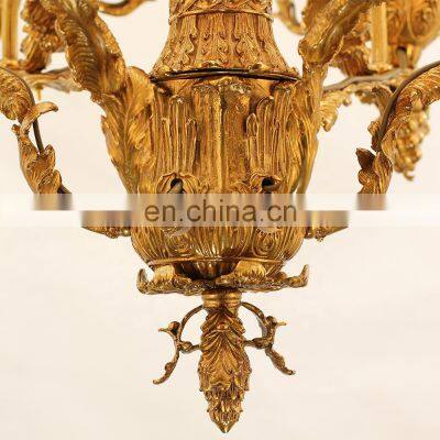 Luxury French Pendant Light Brass Pendant Lamp Gold Chandelier Candle Chandeliers Antique Brass Light photo-4
