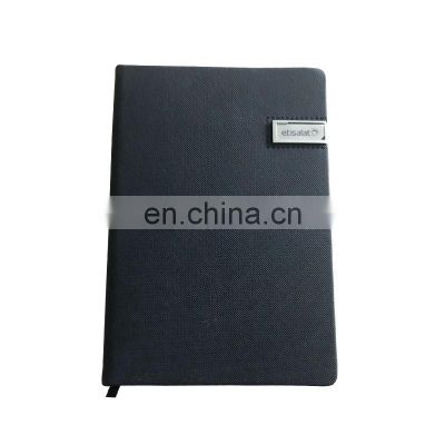 Wholesale A5 Size High Quality PU Leather Notebook with metal USB Flash Drive