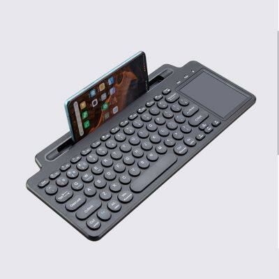 Wireless Touchpad Bluetooths Keyboards with Built-In Holder for Office Tablet Computer Laptop Phone Holder Keyboard