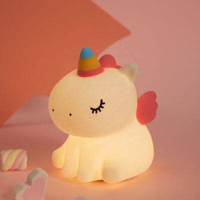 EGOGO USB Rechargeable Kids Night Light With Timer Portable Nursery Lamp Unicorn Silicone Nightlight for Boys Girls Bedroom photo-4