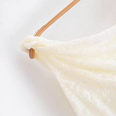 Spring and Summer New French One Shoulder Lace Sexy off Shoulder Irregular Casual Sleeveless T-shirt photo-3