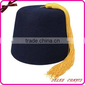 100% Sheep Wool Navy Fez hats with Gold Tassel