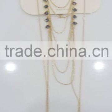 GOLD PLATE BODY CHAIN JEWELRY BLACK DIAMOND STONE BODY CHAIN