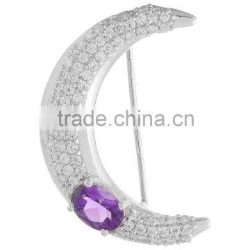 Amethyst Half Moon Women Brooch