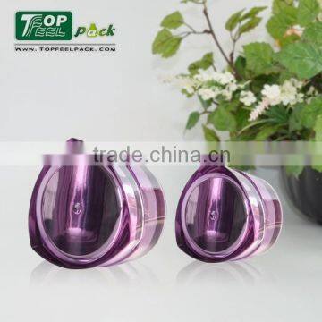 2015 Unique Triangle Purple Plastic Cosmetic Jar for Cosmetic Packaging