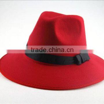 Large Brim Ribbon Fixed Man Women Stage Performance Fedora Jaz Hat