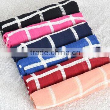 Wholesale Spring Plaid Checked Embroidery Cotton Shawl Scarf