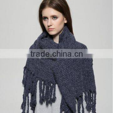 New Design Solid Color Plain Thich Tassel Women Fashion Acrylic Shawl