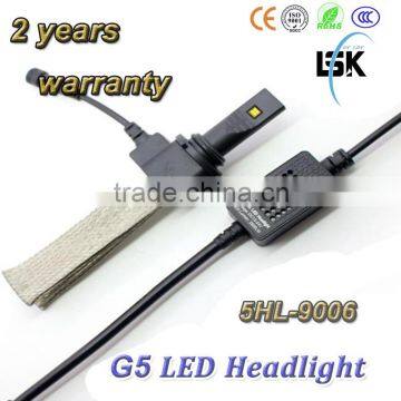 High brightness Newest G5 led headlight 12v 2500LM top quality car led 9006 headlight