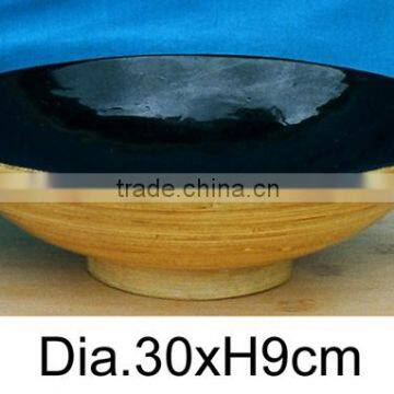 round laminated bamboo bowl with stand