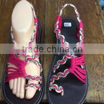 Dobbytex DBTS9 Pink White Twist Handmade rope Sandals/Shoes Hill tribe / Hmong / Summer / African