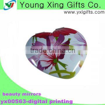 Aluminum Digital Pretty Heart Shape Pocket Mirror