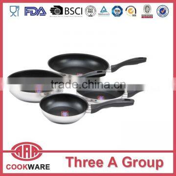 High quality stainless steel frypan induction bottom with non-stick ceramic coated