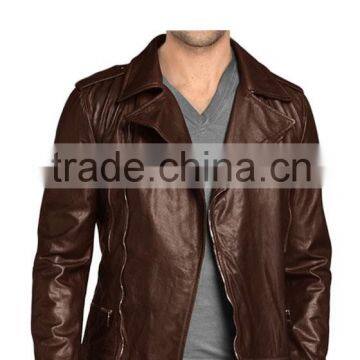 BIKER LEATHER JACKETS WITH MULTIPLE TILTED POCKETS