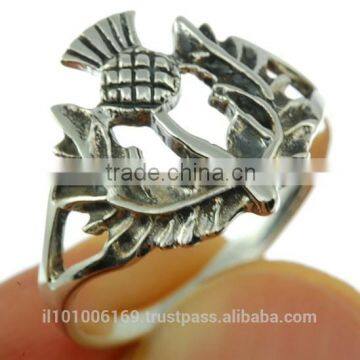 Plain Solid Sterling Silver Thistle Ring, rp729