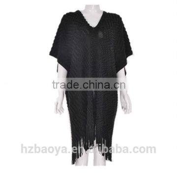 2016 fashion plain Acrylic pullover knitted shawl