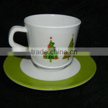 Melamine plastic tea cups and saucers