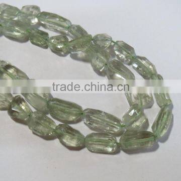 Green Amethyst Faceted Nuggets Natural Gemstone Beads photo-3