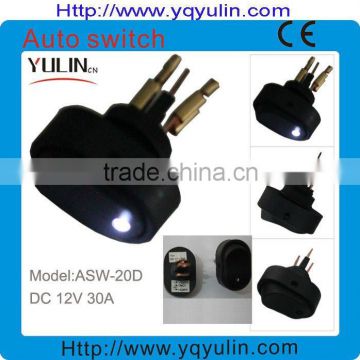 china feature plactic 12VDC 30A 12mm white led auto combination switch