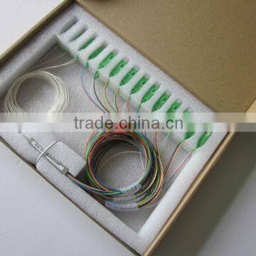 1*8 1260-1650nm Steel mini module type,0.9mm cable dia. 1.5m length,with SC/APC connector FTTH PLC Splitter