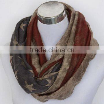 VINTAGE Team USA Boho American Flag Knit Scarf, Infinity Loop Circle Scarf, Cotton Lightweight Patriots' Day Gift photo-2