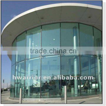 Point-fixing glass curtain wall of tempered glass