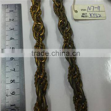 Popular decorative brass handmake chain.brass rope chain, waist chain, bag chain, key chain