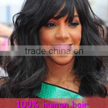 High Quality Factory Wholesale Price 20" #1B Natural Wavy, Baby Hair in front, Soft Indian hair Lace Front Wig