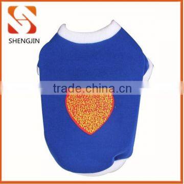 SJ-L6013 Wholesale lovely heart print dark blue pet t shirts cotton dog apperal