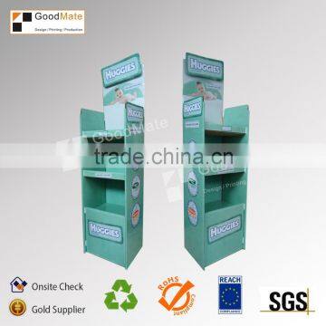 Corrugated Cardboard floor Display Shelf for Huggies Diaper