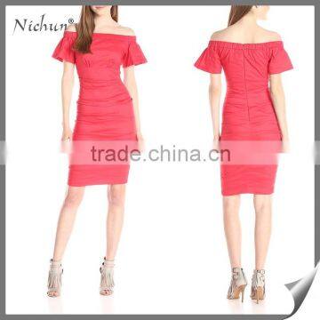 2016 new design fashion red designer one piece party dress