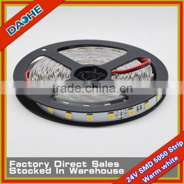 24V SMD 5050 60LED/M White Warm White No-waterproof 5 Meter 300LED Double Sided FPC High Bright CE RoHs Brand New