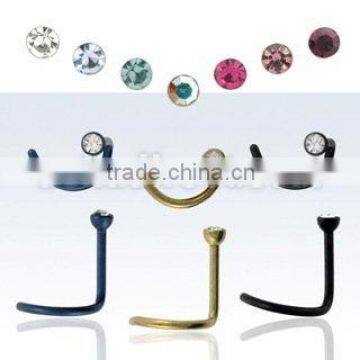 Anodized Crystal nose stud