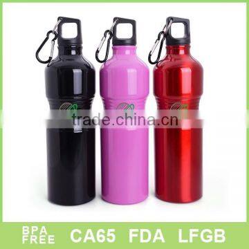 2015 new design big size Aluminium water bottle with Carabiner