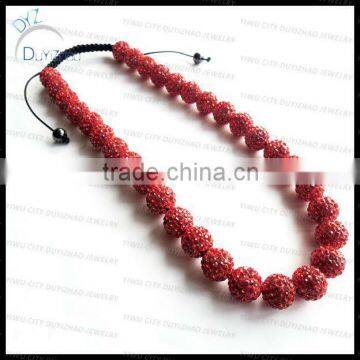 Fashion 14mm red crystal Shamballa necklace wholesale