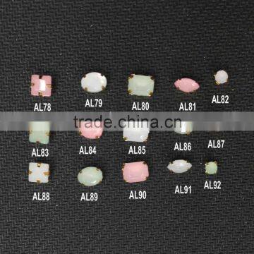 charming nail art crystal stone opal & pink rhinestone nail decoration