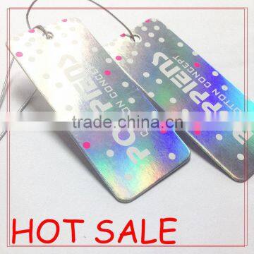 Silvery foil printed customed cute design hangtags for clothing