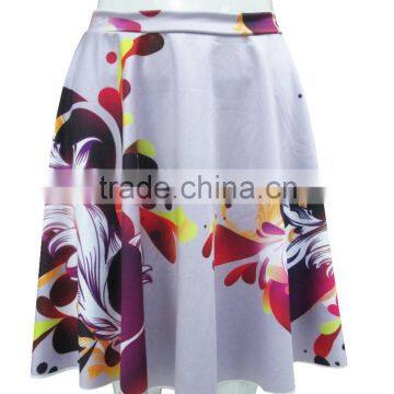 Women Candy Color Stretch Waist Skater Flared Pleated Mini Skirt