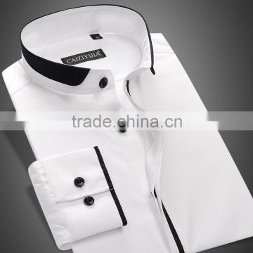 2015 OEM manufacturer high quality long sleeve stand collar cheap man shirt