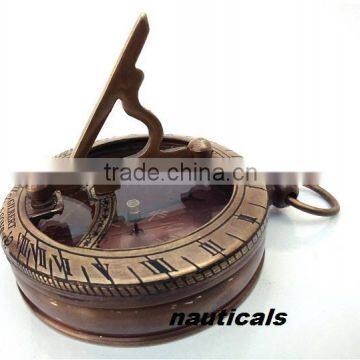 Brass sundial compass- locket compass- vintage pendant sundial compass 13236